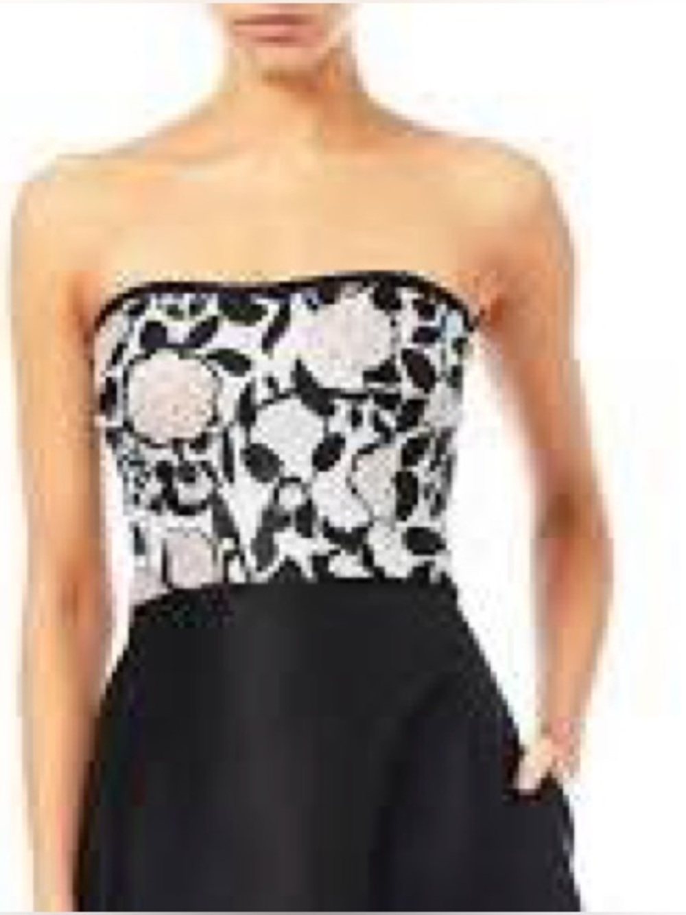 ADRIANNA PAPELL SEMI SWEETHEART ZIPPER BACK EMBELLISHED BODICE JACQUARD SZ 4